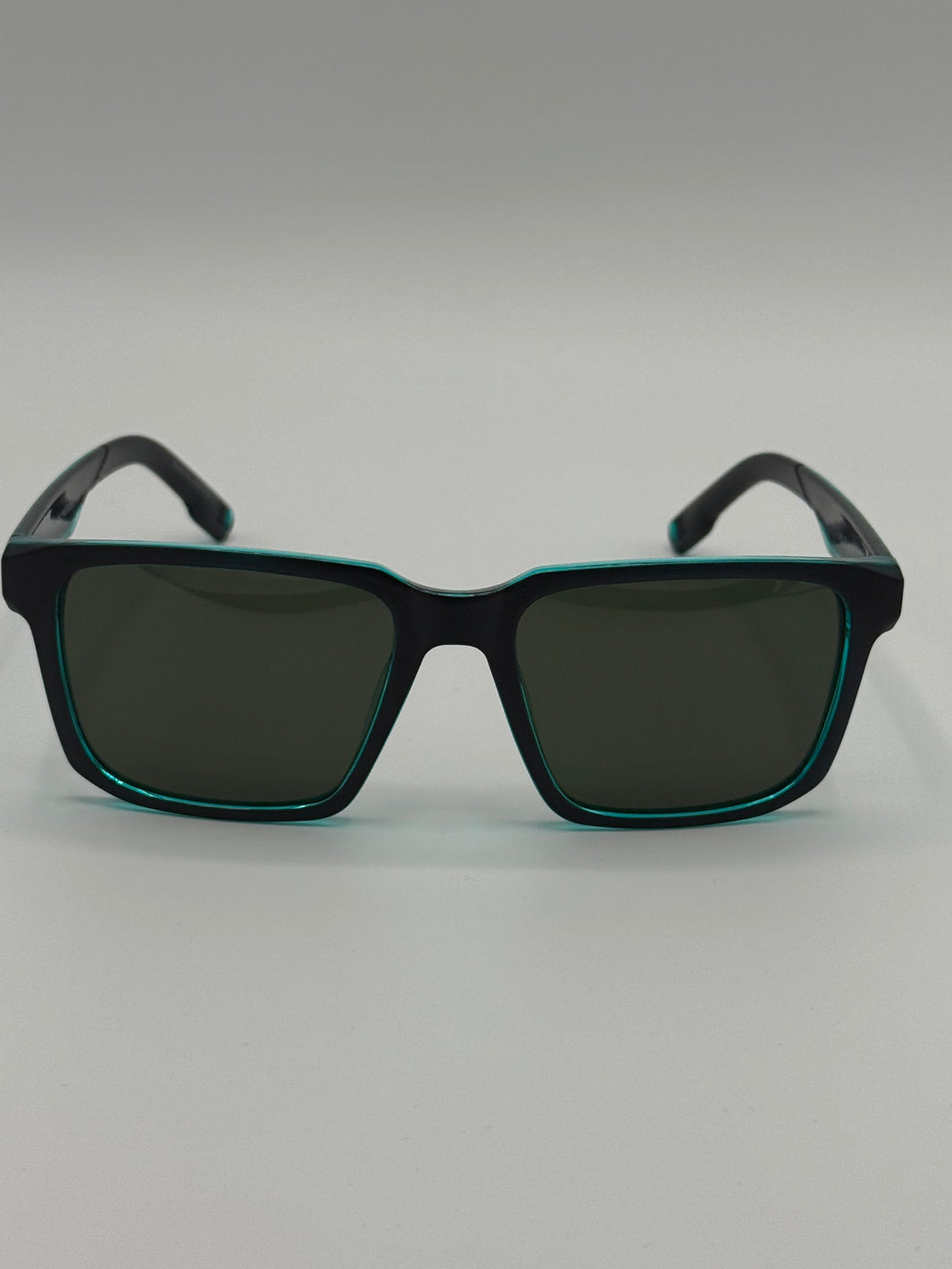 Black & Teal Green Sunglasses with dark lenses