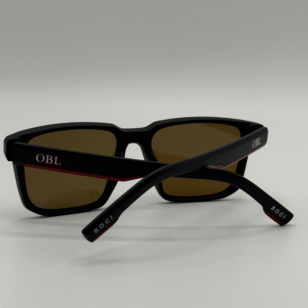 Black & Red Sunglasses with brown lenses 